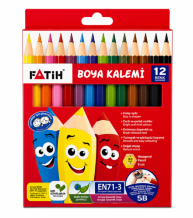 FATİH KURU BOYA KALEMİ KISA BOY 12 RENK
